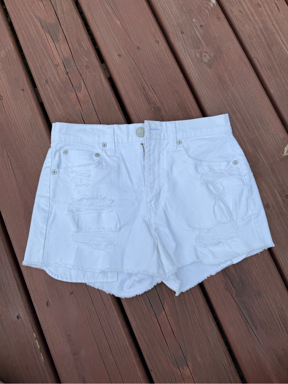 Aeropostale White Distressed Denim Jean Shorts